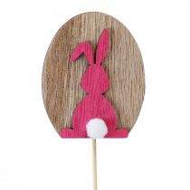 Artikel Bloemplug Paasdecoratie houten konijntjes met ei 7,5×8cm 14st
