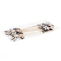 Artikel Bloemenplug Paashaas zwart wit naturel H9cm 12 st