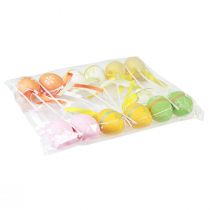 Artikel Paaseieren decoratieve bloempluggen decoratieve pluggen gekleurd 6cm 12 st