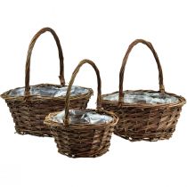 Artikel Mand met handvat plantenmand rond Ø27/23/19cm set van 3