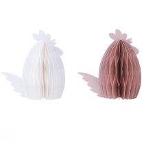 Artikel Decoratie Kip Wit Oranje Honingraat Figuren Pasen 19×12×20cm 2 st