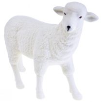 Artikel Schaap sierfiguur tafeldecoratie Pasen wit geflockt 30×28cm