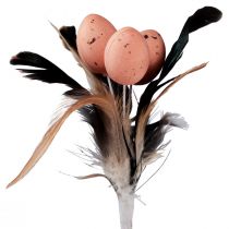 Artikel Kunstkwarteleitjes decoratieve veren op stok 36cm 12st