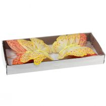 Artikel Decoratieve vlinders op draadveren oranje geel 7×11cm 12 st