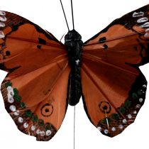 Artikel Decoratieve vlinders op draadveren groen roze oranje 6,5×10cm 12st