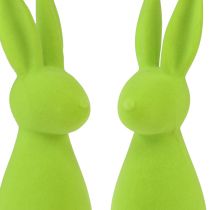 Artikel Gevlokte konijntjes appelgroen – 2e keus – Paastafeldecoratie 8×10×29cm 2 stuks