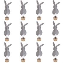 Artikel Statafeldecoratie Paashaasdecoratie vilt grijs 19cm 12 st