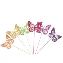 Lentedecoratie bloempluggen houten decoratieve vlinders 28cm 18st