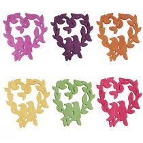 Artikel Strooidecoratie vogel hout hart tafeldecoratie kleur 3,5/1,5cm 72 st