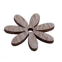 Artikel Strooidecoratie hout bloemen tafeldecoratie naturel wit Ø4cm 72 st