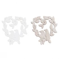 Artikel Strooidecoratie vogel hout hart tafeldecoratie naturel 3,5/1,5cm 72 st