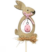 Artikel Bloemenplug houten decoratieve plug konijn met ei 5x8,5cm 12 st