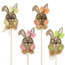Artikel Bloemenplug houten Paashaas met glaasjes 8,5cm 12 st