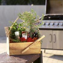 Artikel Plantenbak van natuurlijk jutehout met handvat 35x16x21,5cm