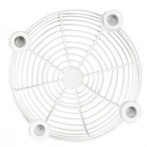 Artikel Kaarshouder in witte decoratieve metalen schaal Ø14cm H7cm