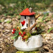 Artikel Liefdevolle keramische huisjes - hartdesign, rood en naturel, 17,5 cm - romantische decoratie voor in huis, 2 stuks