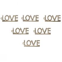 Artikel Valentijnsdag decoratieve hanger Love metaal zilver 4cm 12st