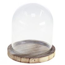 Glazen stolp houten bord tafeldecoratie mini kaasstolp H13cm