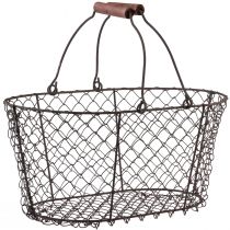 Artikel Draadmand draadmand metalen mand roest handvat hout L30cm