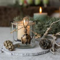 Lantaarn glas met waxinelichthouder zwart metaal Ø9×H10cm