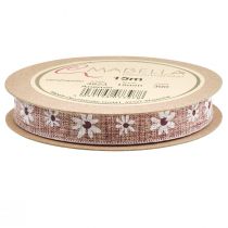 Artikel Decoratief lint bloemen cadeaulint wijnrood beige 15mm 15m