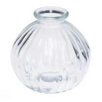 Artikel Kleine glazen vaas bolvaas vaas helder groeven Ø8,5cm H8cm