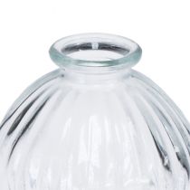 Artikel Kleine glazen vaas bolvaas vaas helder groeven Ø8,5cm H8cm