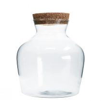 Decoratief glas met kurk Siervaas helder bolvormig Ø20cm H21cm