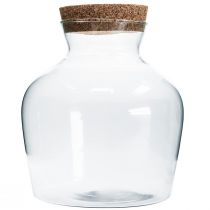 Decoratief glas met kurk Siervaas met deksel H25cm Ø24cm