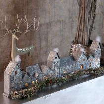 Artikel Decoratieve rij huisjes met theelichthouders, adventsdecoratie, 68 cm