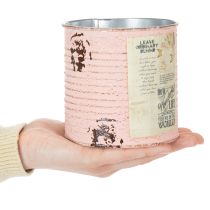 Artikel Bloempot decoratief blik van zalmkleurig metaal, zomerdecoratie Ø11cm H10.5cm