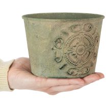 Artikel Metalen bloempot, groen, vintage, Ø22cm–13,5cm, set van 3