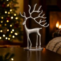Artikel Rendier decoratie hert figuur metaal zilver H31cm