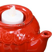 Artikel Theelichthouder keramiek rood theepot decoratie 15,5×9,5×8cm 3 st