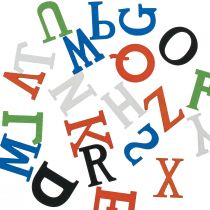 Artikel Tafeldecoratie voor school, verspreide decoratie voor school, houten letters kleurrijk 2,5 cm 26 st