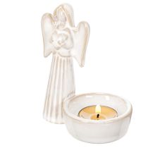 Artikel Engelenkomdecoratie met klein figuurtje en ronde theelichthouder 10 cm, 3 stuks