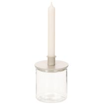 Artikel Ronde crèmekleurige kaarsenhouders voor taps toelopende kaarsen, tafeldecoratie, 10 cm, 2 stuks