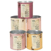 Artikel Decoratief blik, shabby chic stijl, metaal, Ø11cm H10.5cm, diverse kleuren