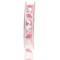 Artikel Organzalint vlinderlint roze 15mm 20m