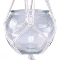 Artikel Macramé hangmand glazen siervaas rond Ø13,5cm