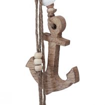 Artikel Decoratieve hanger maritiem houten zeepaardje anker vis L60cm
