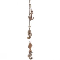 Artikel Decoratieve hanger maritiem houten zeepaardje ankervis 60cm