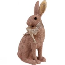 Artikel Paashaas decoratie konijntje met strik bruin Paasdecoratie 25cm