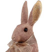 Artikel Paashaas decoratie konijntje met strik bruin Paasdecoratie 25cm