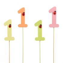Artikel Nummerplug verjaardag 1 bloemplug hout 27,5cm 16 st