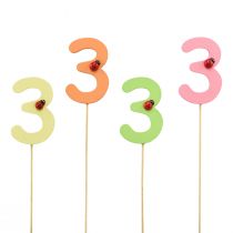 Artikel Aantal pluggen verjaardag 3 bloempluggen hout 27,5 cm 16 st