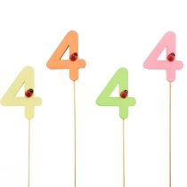 Artikel Aantal pluggen verjaardag 4 bloempluggen hout 27,5cm 16 st