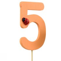 Artikel Aantal pluggen verjaardag 5 bloempluggen hout 27,5cm 16 st