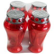 Artikel Grafkaarsen rode druppels rouwlichten Ø9cm H17cm 4 st.