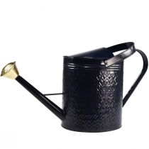 Artikel Decoratieve gieter, vintage blauw en goud geblokt metaal, retro design voor binnen, tuin of balkon, 65cm